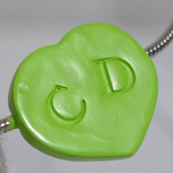 CHRISTIAN DIOR Green Heart Logo CD Silver Bracelet - Picture 3 of 12